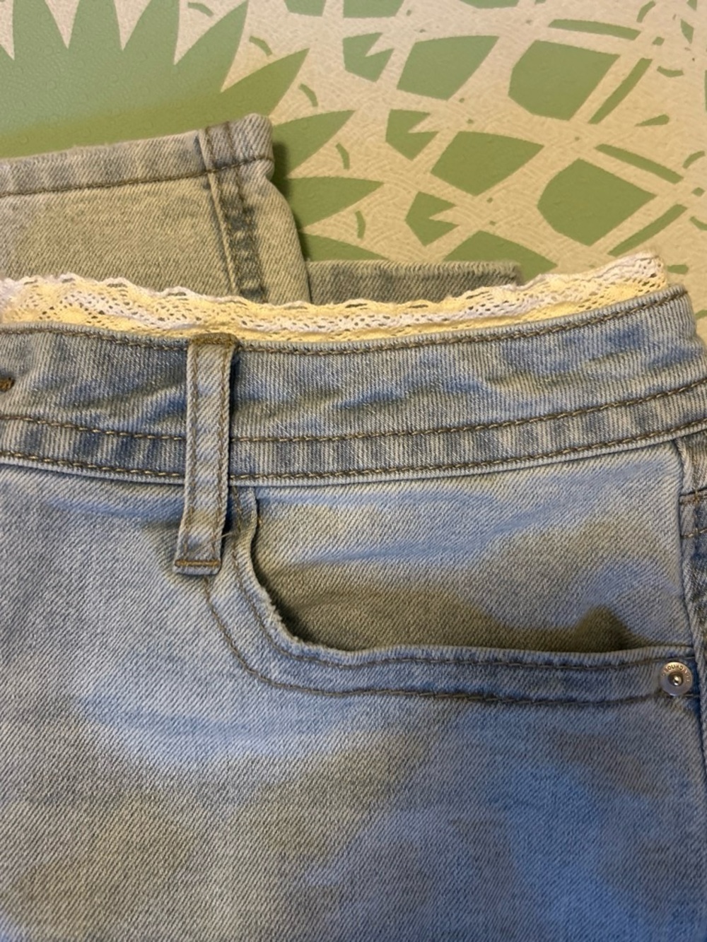 Light Blue Women’s Lace-Trim Jeans